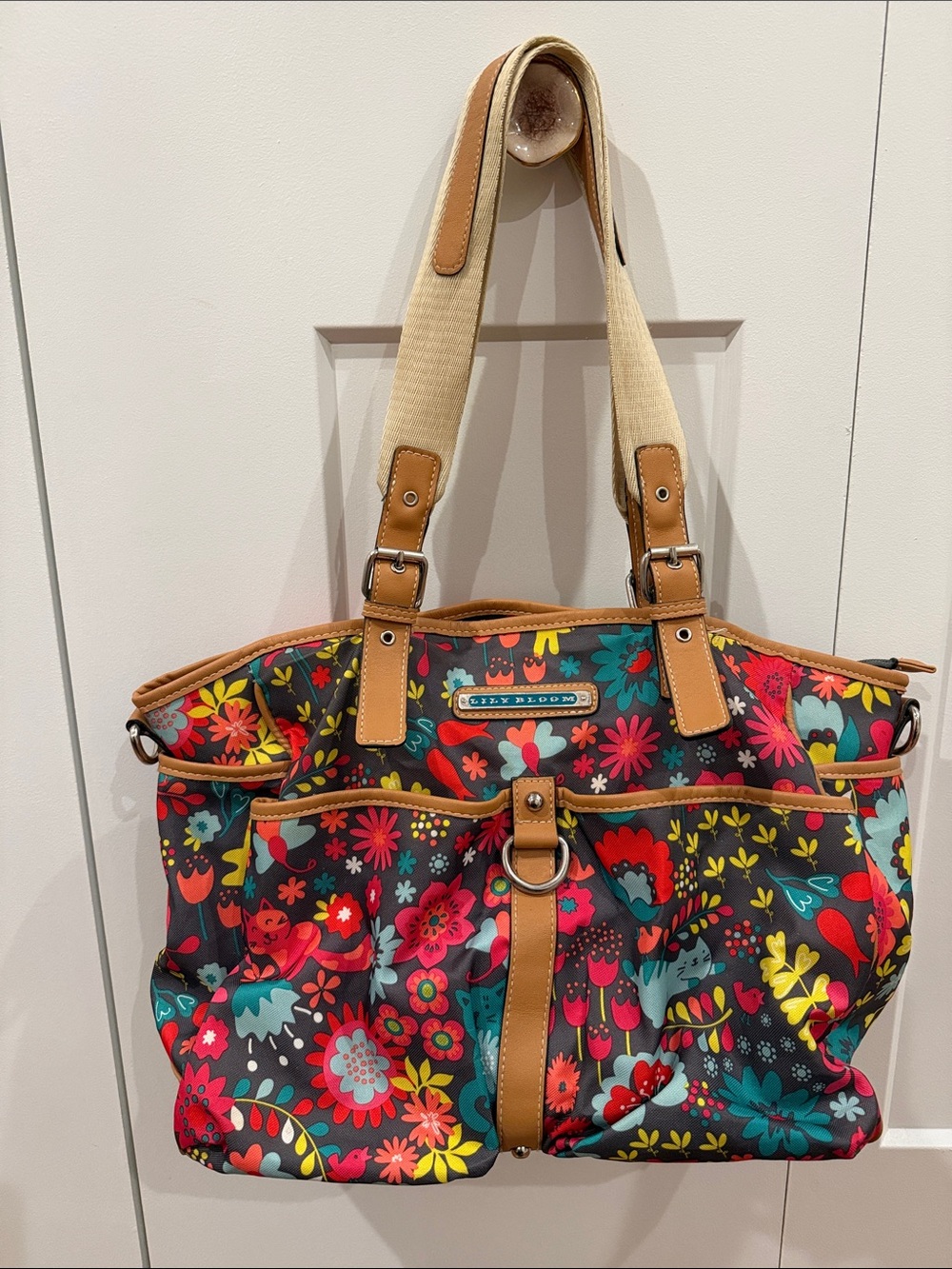 🌺 Lily Bloom cat print floral purse tote pink